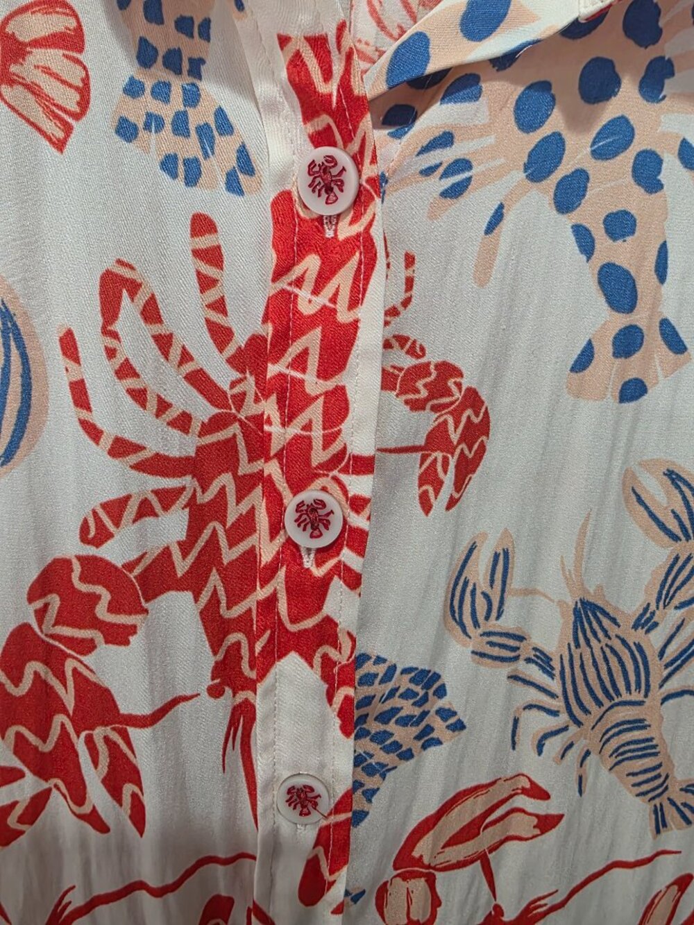Maison d’Amelie Lobster Print Button Up Blouse Women’s Medium Sleeveless - Picture 2 of 5